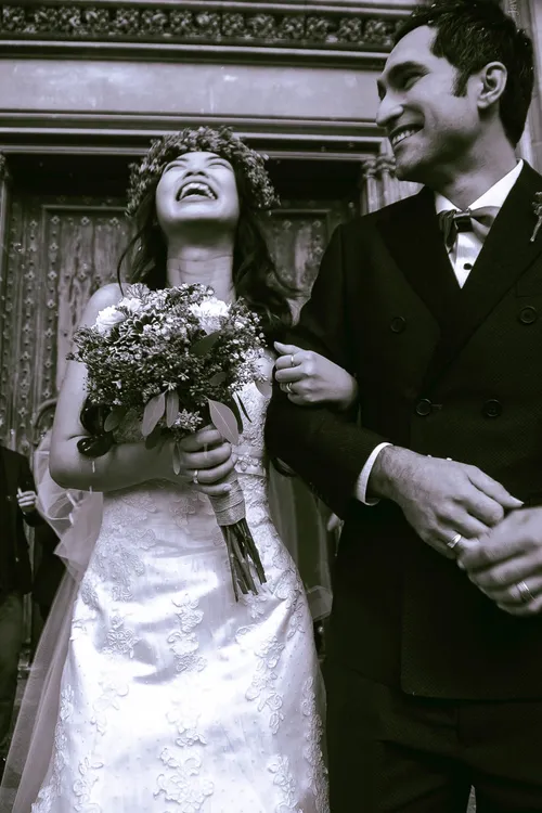 Novia feliz, recién casados